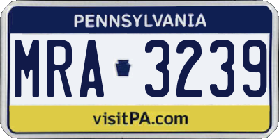 PA license plate MRA3239