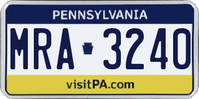 PA license plate MRA3240