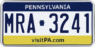 PA license plate MRA3241