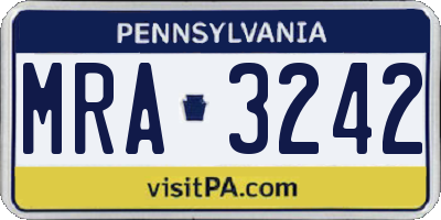 PA license plate MRA3242