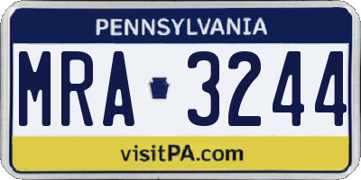 PA license plate MRA3244