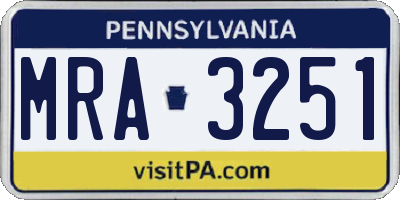 PA license plate MRA3251