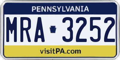PA license plate MRA3252