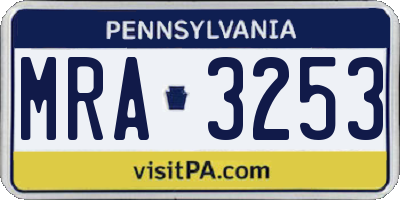 PA license plate MRA3253