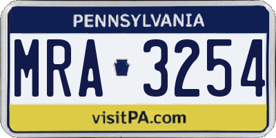 PA license plate MRA3254