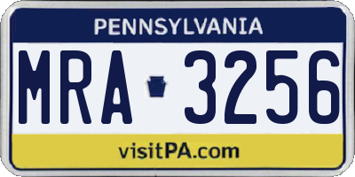 PA license plate MRA3256
