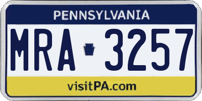 PA license plate MRA3257