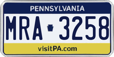 PA license plate MRA3258