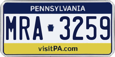 PA license plate MRA3259
