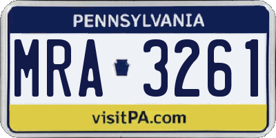 PA license plate MRA3261