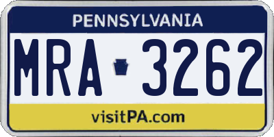 PA license plate MRA3262
