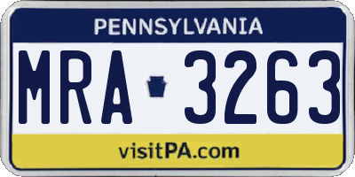 PA license plate MRA3263
