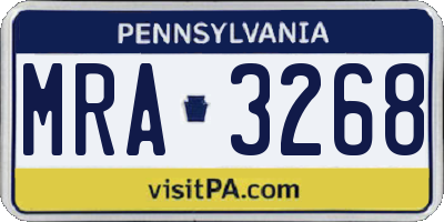 PA license plate MRA3268