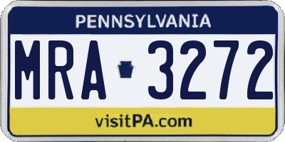 PA license plate MRA3272