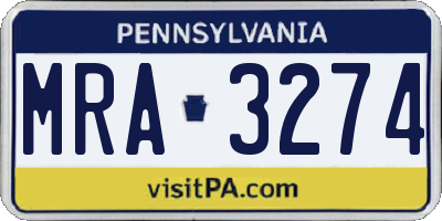 PA license plate MRA3274