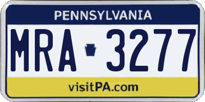 PA license plate MRA3277