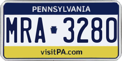 PA license plate MRA3280