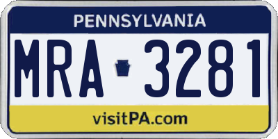 PA license plate MRA3281