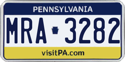 PA license plate MRA3282