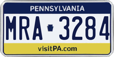 PA license plate MRA3284