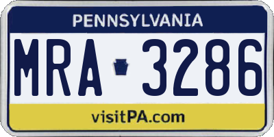 PA license plate MRA3286