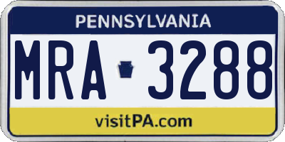 PA license plate MRA3288