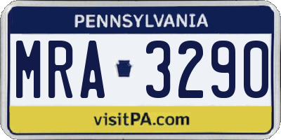 PA license plate MRA3290
