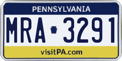 PA license plate MRA3291