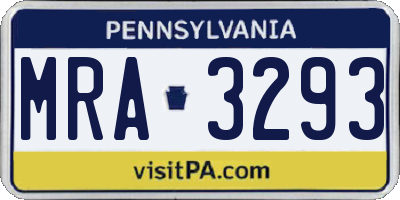 PA license plate MRA3293