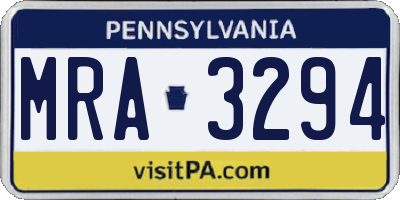 PA license plate MRA3294
