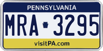 PA license plate MRA3295