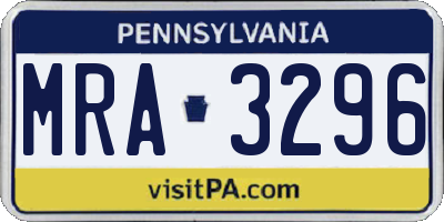 PA license plate MRA3296