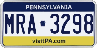 PA license plate MRA3298