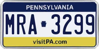 PA license plate MRA3299