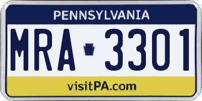 PA license plate MRA3301