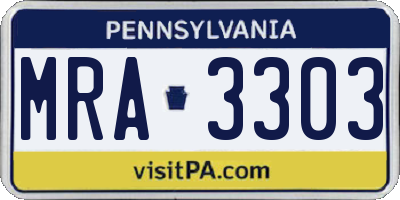 PA license plate MRA3303