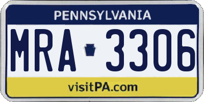 PA license plate MRA3306