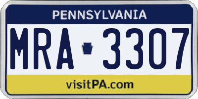 PA license plate MRA3307