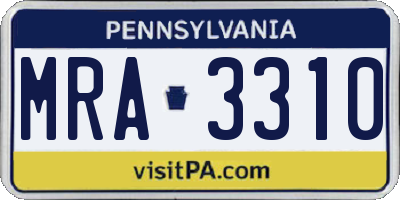 PA license plate MRA3310