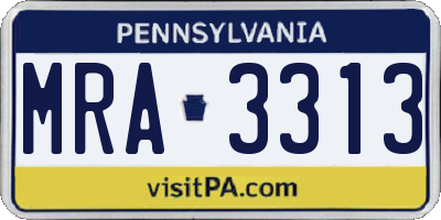 PA license plate MRA3313