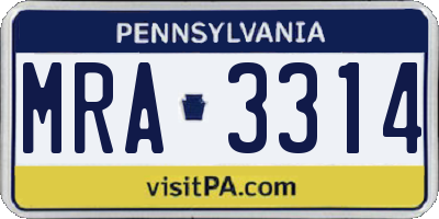 PA license plate MRA3314