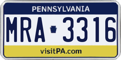 PA license plate MRA3316