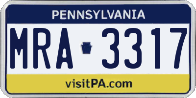 PA license plate MRA3317