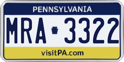 PA license plate MRA3322