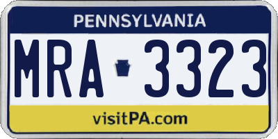 PA license plate MRA3323