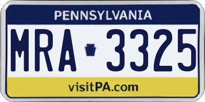 PA license plate MRA3325