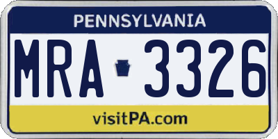 PA license plate MRA3326