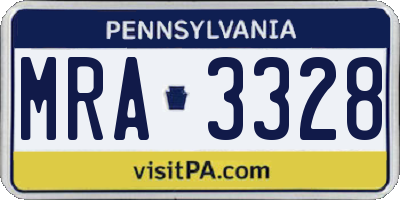 PA license plate MRA3328