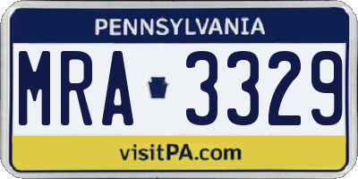 PA license plate MRA3329