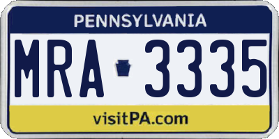 PA license plate MRA3335